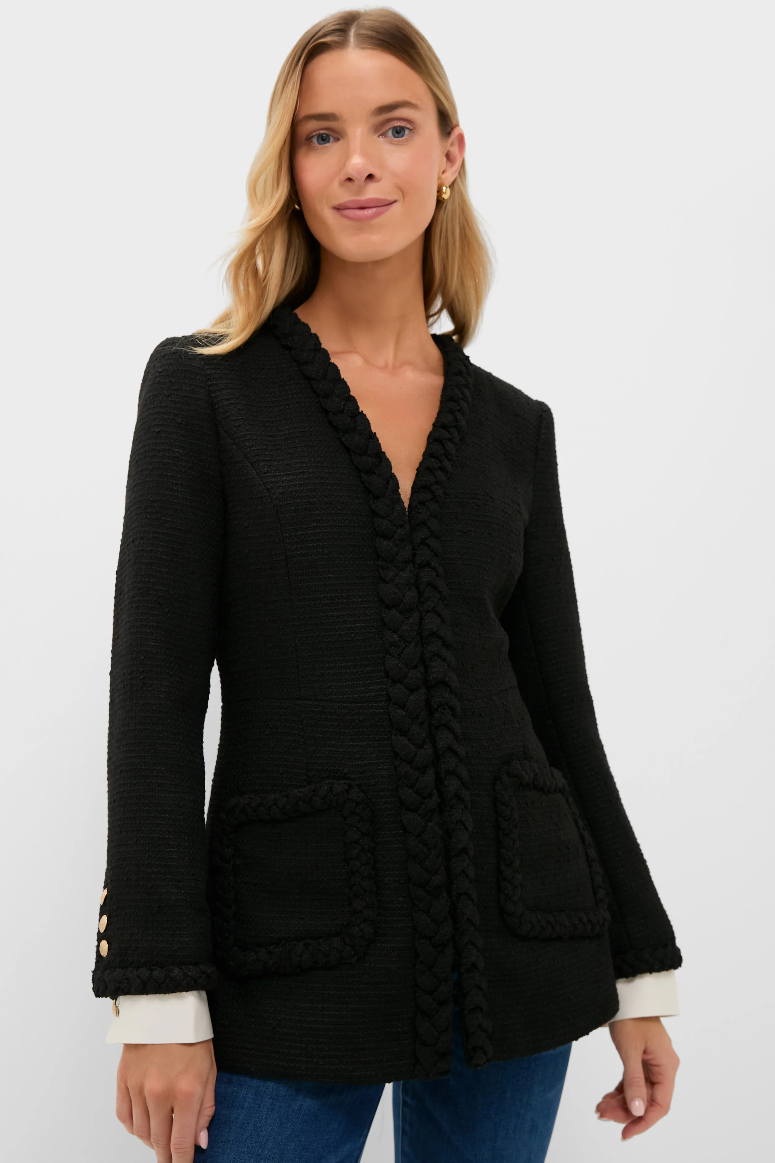 Black Braided Trim Shay Jacket | Tuckernuck (US)