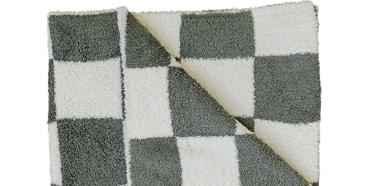 Green Checkered Plush Blanket | Mebie Baby