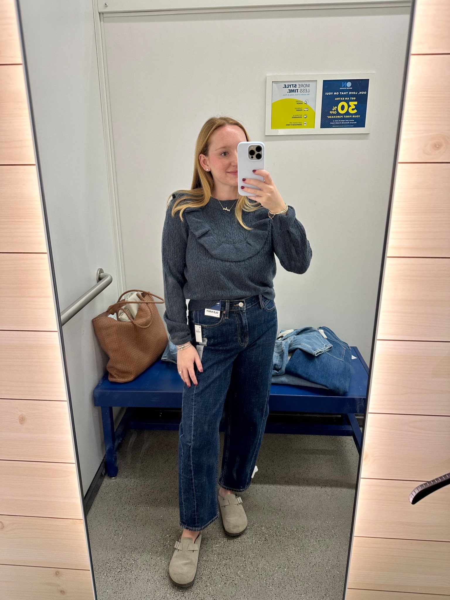 Old Navy try on 12 weeks post partum!
I’m 5’2 and about 130 lb
Wearing a 2 in the barrel jeans, a 4 in the wide legged jeans, and a small in all of the tops!

#LTKSaleAlert #LTKFindsUnder50 #LTKSeasonal