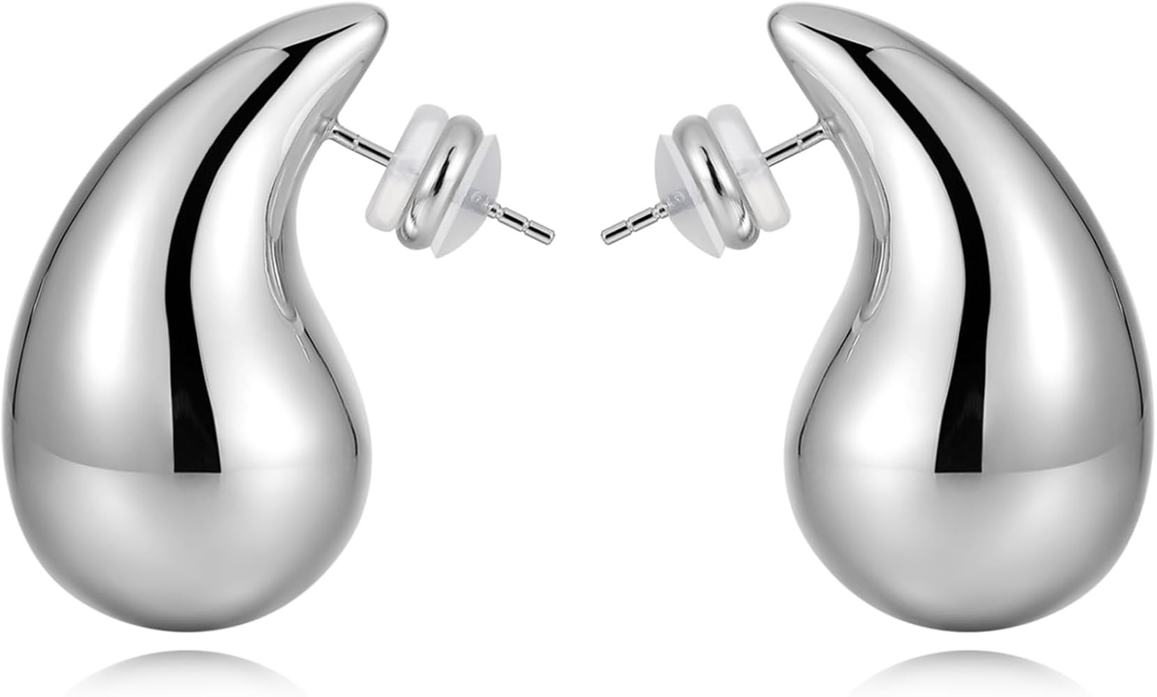 Chunky Gold Hoop Earrings for Women Lightweight Teardrop Dupes Earrings 925 Sterling Silver Post ... | Amazon (US)