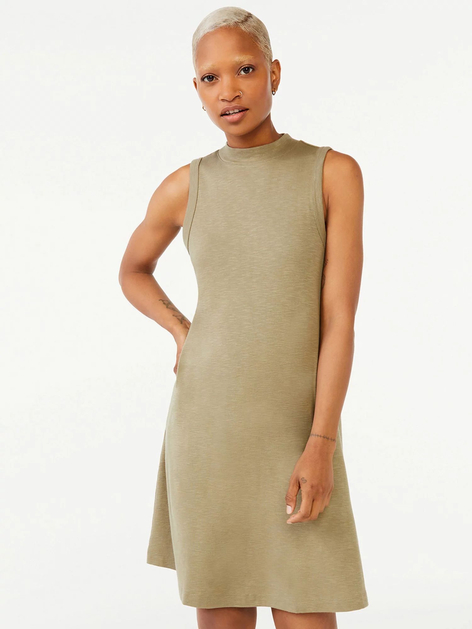 Free Assembly Sleeveless Mock Neck A-line Dress (Women's), 1 Count, 1 Pack | Walmart (US)