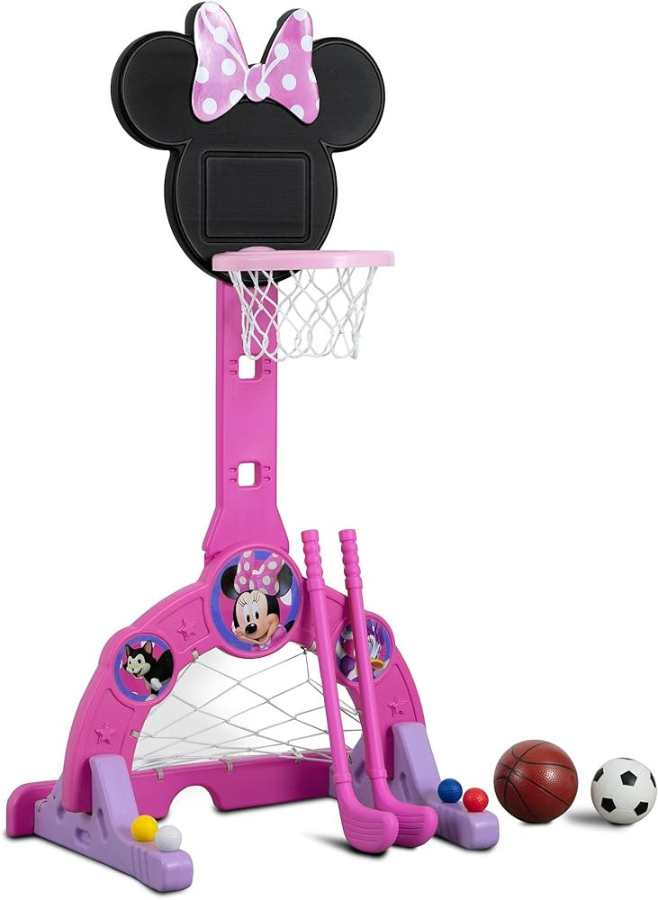 Delta Children Disney Minnie Mouse 4-in-1 Sports Center – Adjustable Easy Score Basketball Hoop... | Amazon (US)