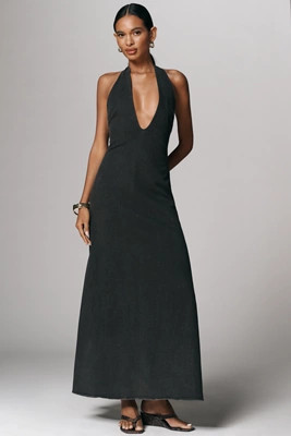 Hansen & Gretel Rae V-Neck Halter Maxi Dress | Anthropologie (US)