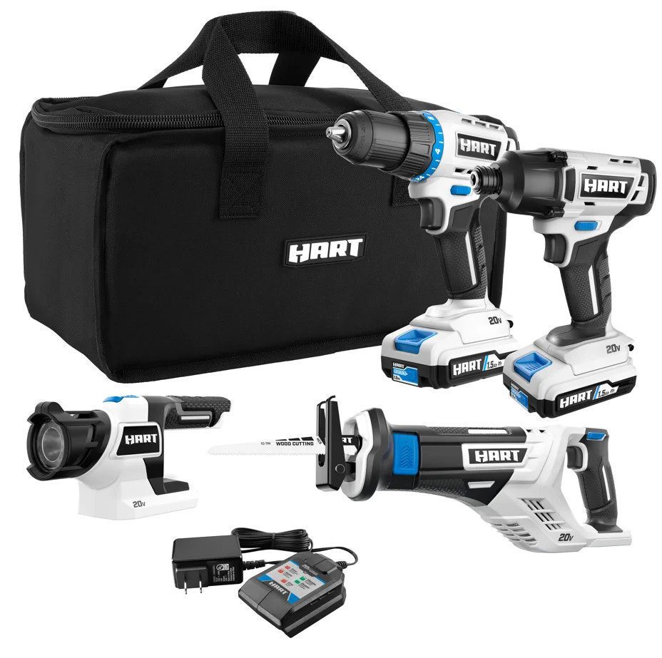 HART 20-Volt Cordless 4 Tool Combo Kit HPCK412B | Walmart (US)