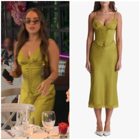 Alexia Umansky’s Green Satin Corset Dress on Buying Beverly Hills Season 2 Episode 6