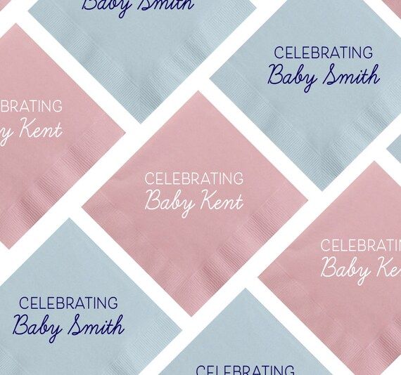 baby shower napkins, baby boy napkins, baby girl napkins, welcome baby personalized napkins, cust... | Etsy (US)