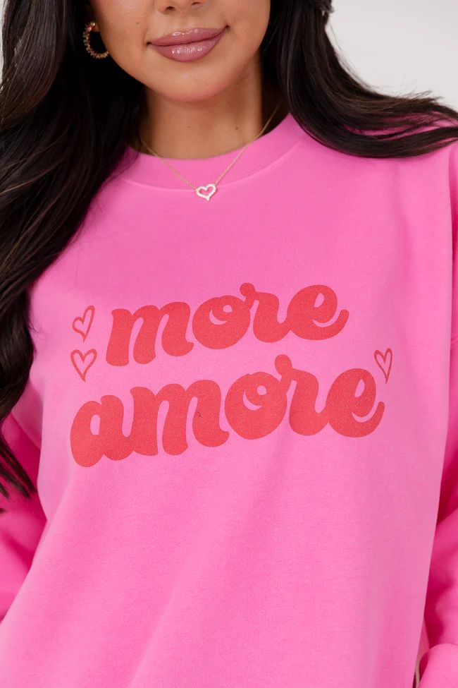 More Amore Pink Oversized Graphic Sweatshirt | Pink Lily
