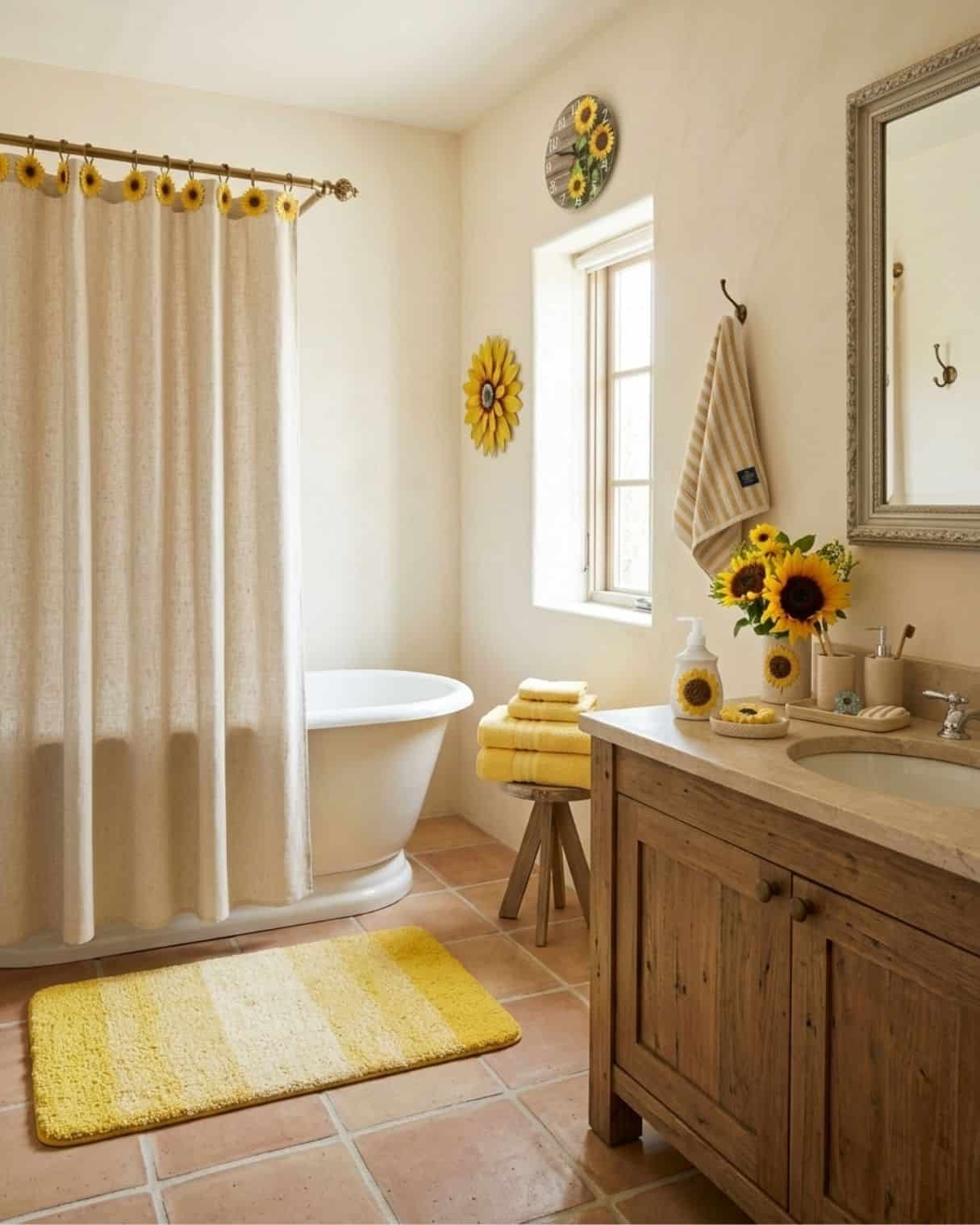 Sunflower Bathroom Design in Yellow and Cream

#bathroomdecor #sunflowerbathroom #bathroomdesign #yellowbathroom #bathroomideas

The mood board features furniture & decor from Amazon. The mockup is an approximation of how this mood board design could look in a home.

#LTKHome