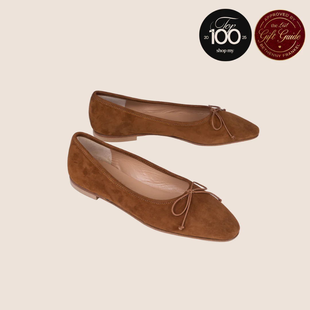 Como Leather Suede Ballet Flats in Amaretto Suede | A. Soliani | A.Soliani