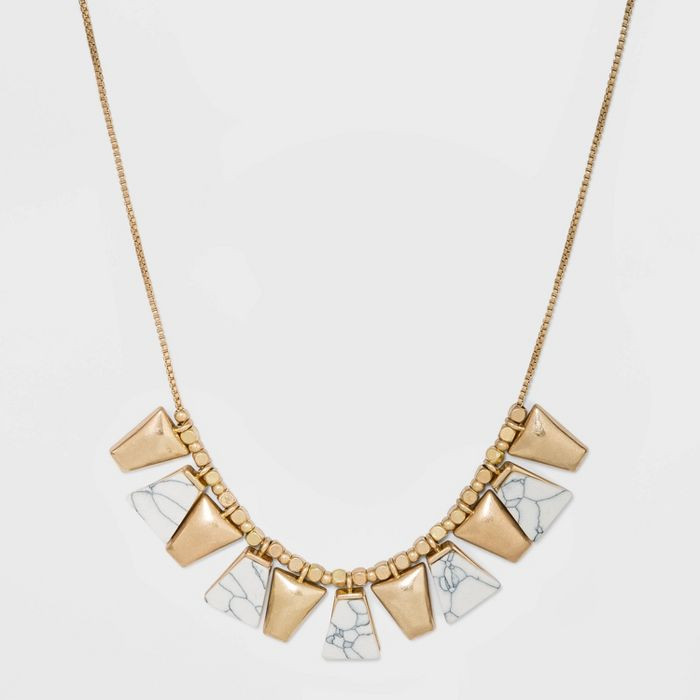 Semi-Precious Sunstone in Worn Gold Frontal Statement Necklace - Universal Thread™ Gold/White | Target