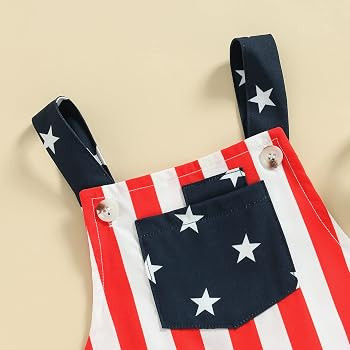 Ayalinggo 4th Fourth of July Baby Girl Boy Outfit American Flag Print Overalls Shorts Pocket Susp... | Amazon (US)