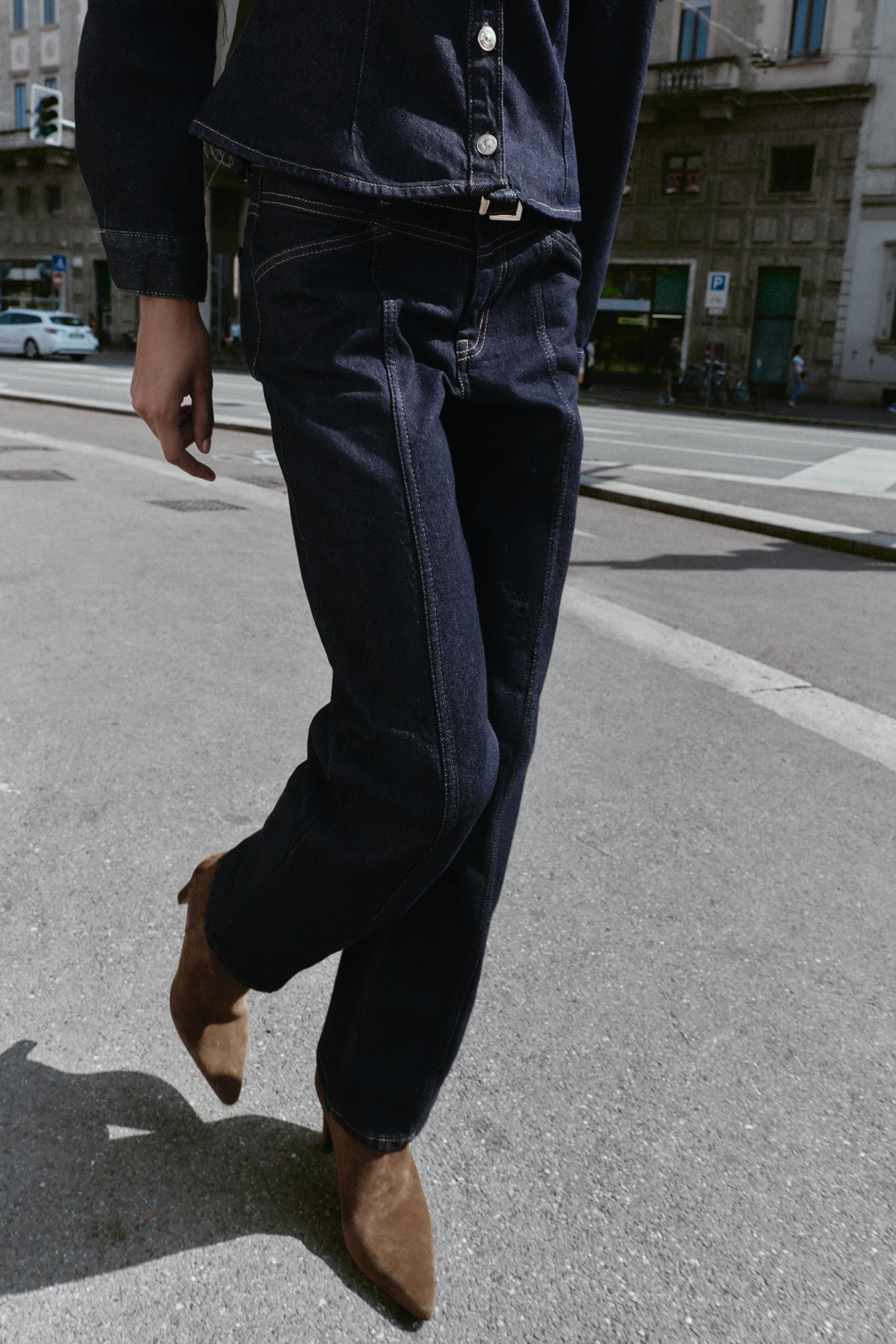 Z1975 MID-RISE STRAIGHT SLIM BELTED JEANS | Zara US