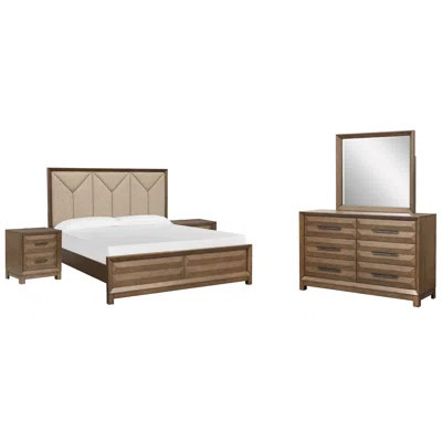 Fidler Upholstered Panel Bed 2 Nightstands And Drawer Dresser With Landscape Mirror | Wayfair North America