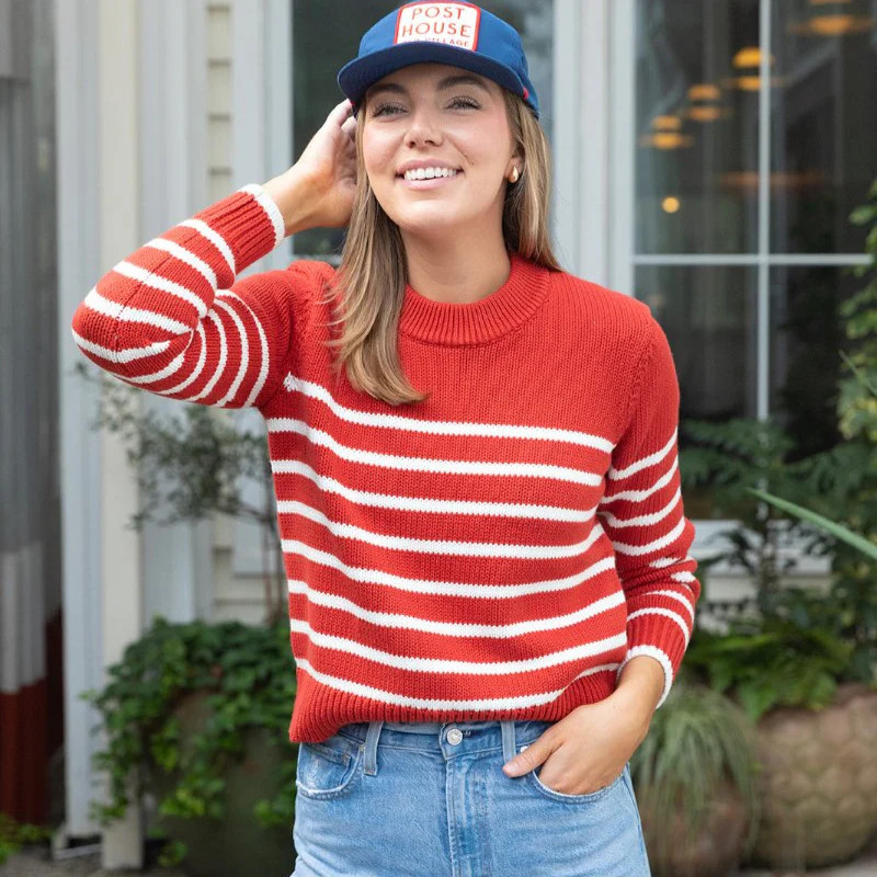 TUTTO Red White Stripe Sweater | The Avenue