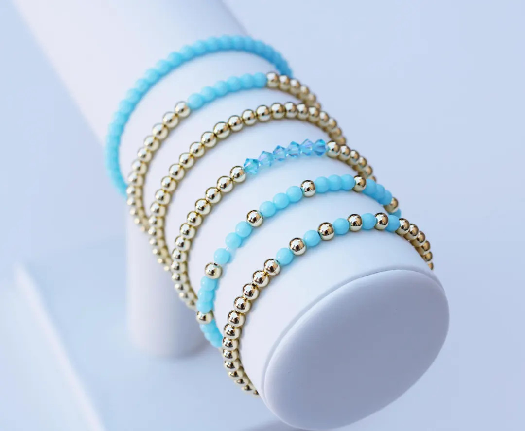 March Birthstone Bracelet | Birthstone Bead Bracelet | Birthstone Bracelet | Aquamarine Bead Brac... | Etsy (US)