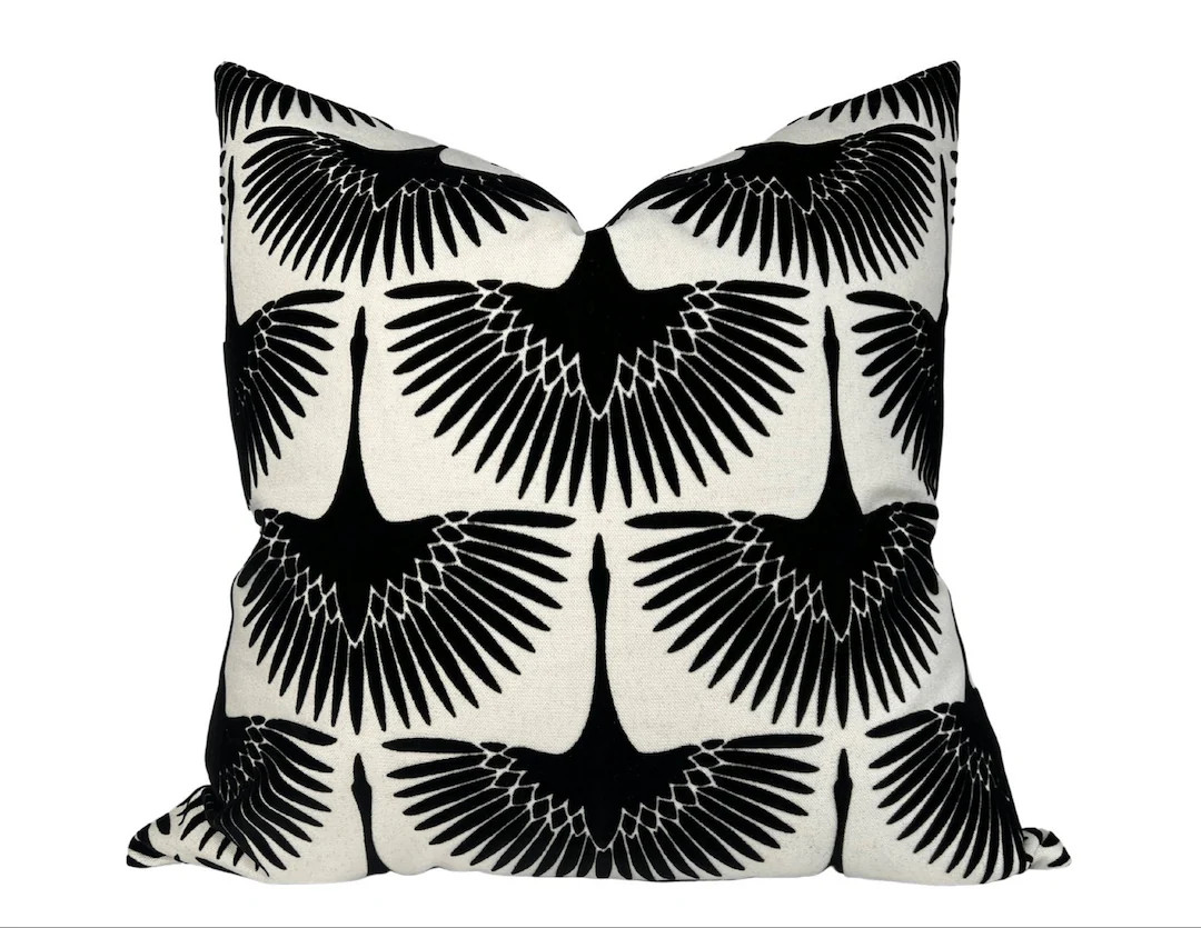 Flock Velvet Pillow Cover in Onyx, Designer Pillow Covers, Decorative Pillows - Etsy | Etsy (US)