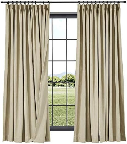 TWOPAGES Linen Curtains Pinch Pleated Drape, 52 Inches Width x 96 Inches Length for Livingroom Ro... | Amazon (US)