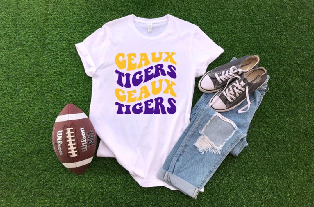 Geaux Tigers LSU Football Shirt Louisiana State University Baton Rouge Louisiana LA College Tshir... | Etsy (US)