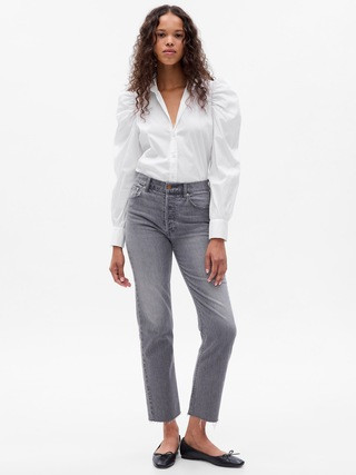 Organic Cotton Puff Sleeve Slim Shirt | Gap (US)