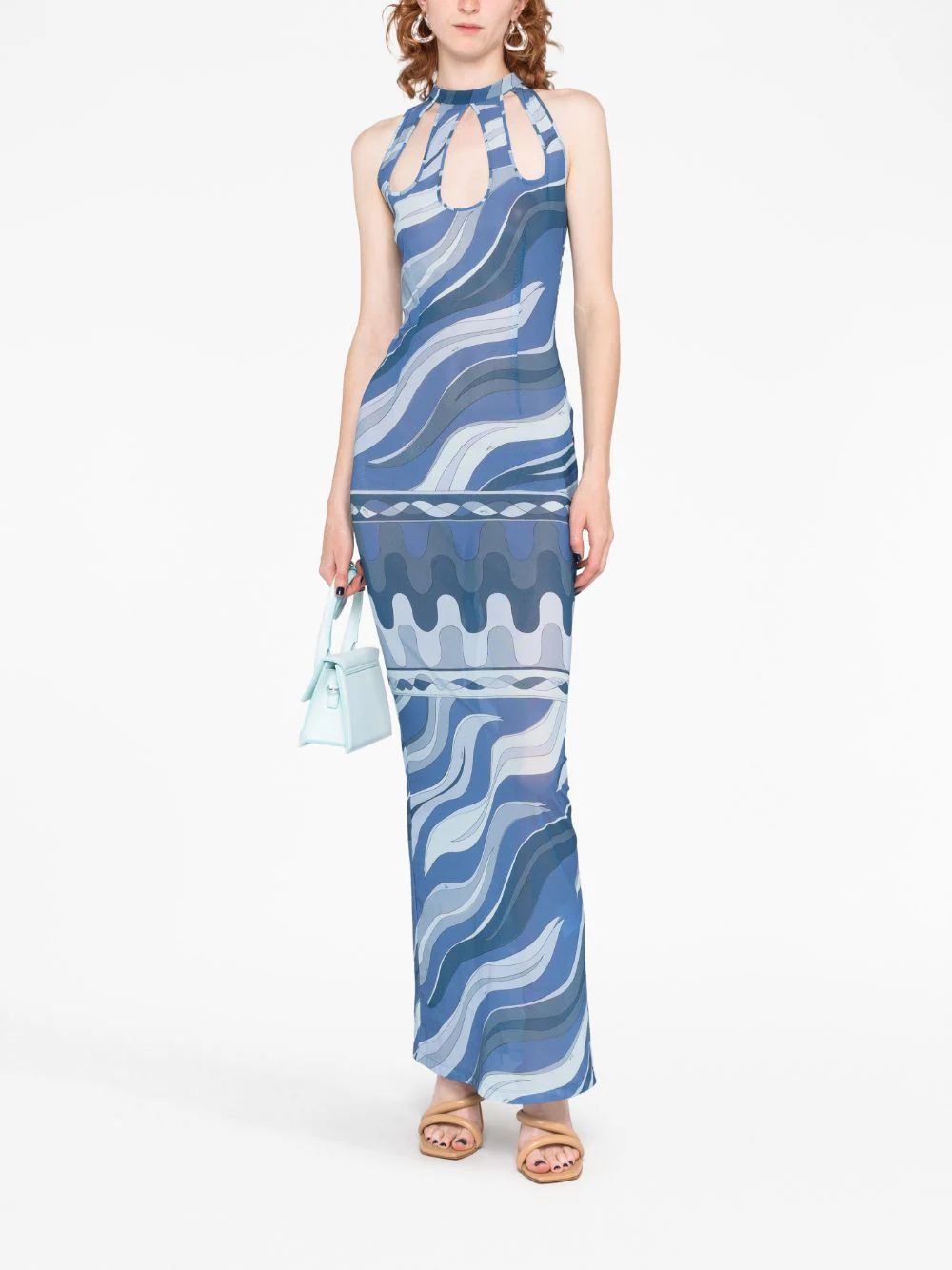 swirl-print cut-out mesh dress | Farfetch Global
