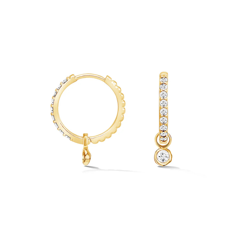 White Sapphire Dewdrop Charm Hoops | Dower & Hall