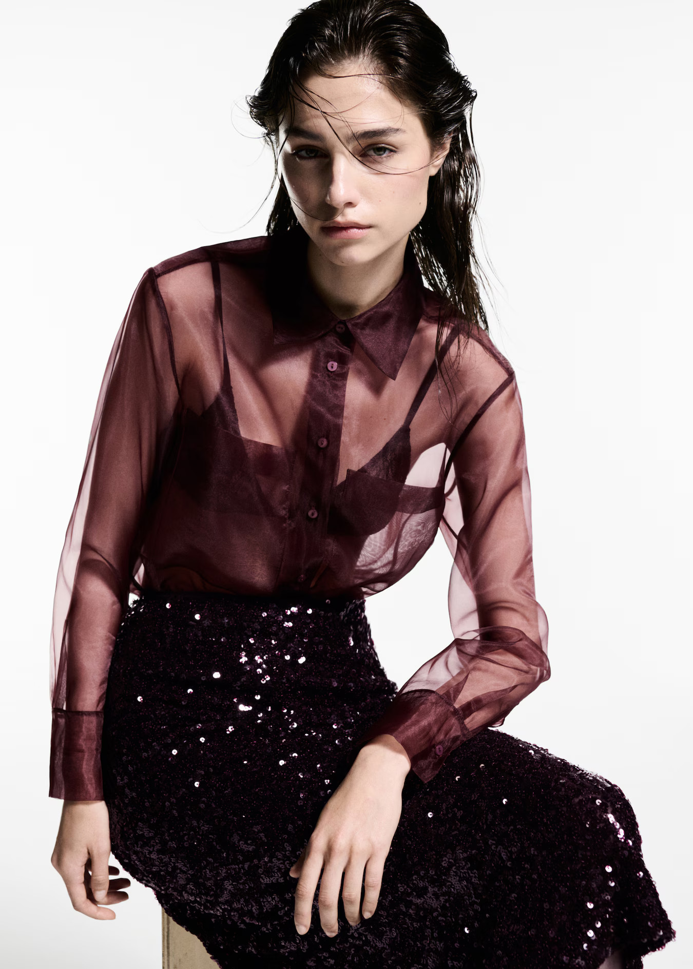 Semi-transparent blouse with pockets - Women | MANGO USA | Mango (US/MX/AU)