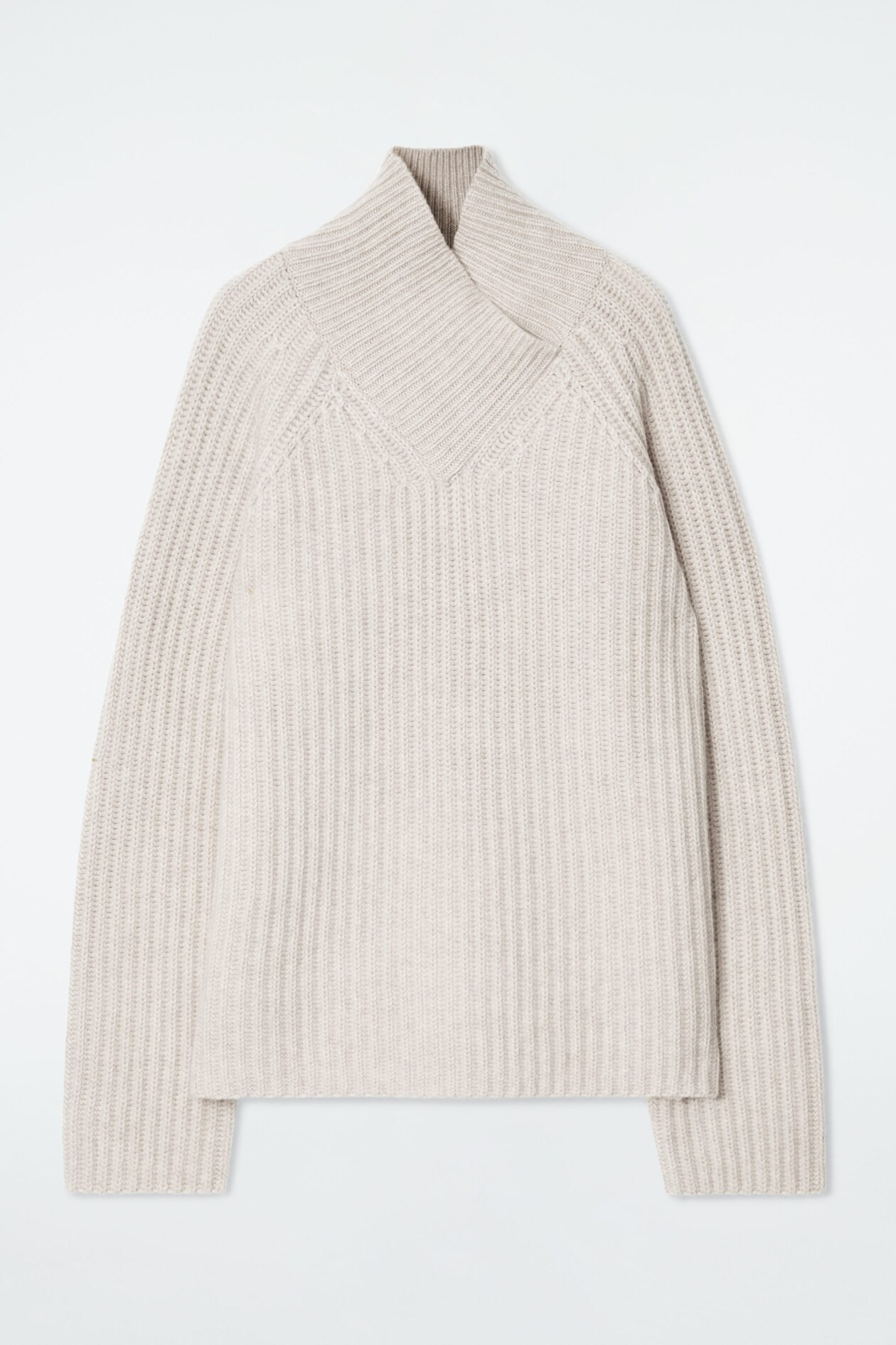 WRAPCOLLAR PURE CASHMERE JUMPER - BEIGE JASPEADO | COS UK