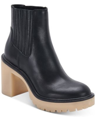 Dolce Vita Women's Caster H2O Lug Sole Cheslea Heeled Booties - Macy's | Macy's