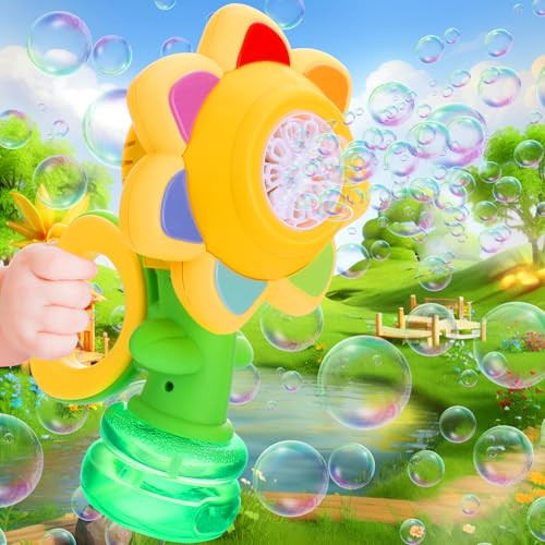 Vodolo Seven Color Flower Bubble Machine,7 Color Sunflower Rechargeable Bubble Blower with Lights for Kids Ages 4-8,Toddlers 3 and up Automatic Bubble Maker for Bathtub Bath,Summer Outdoor Toys | Amazon (US)