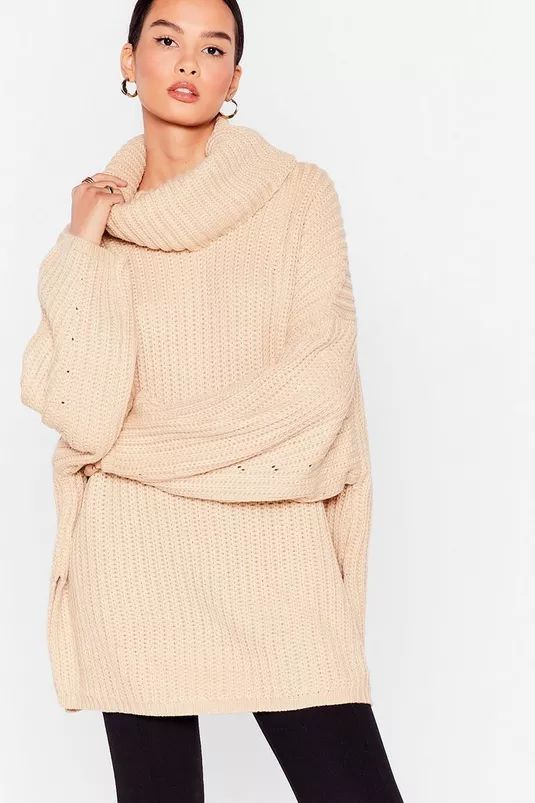 Turtleneck Ribbed Knit Oversized Sweater | Nasty Gal (US)