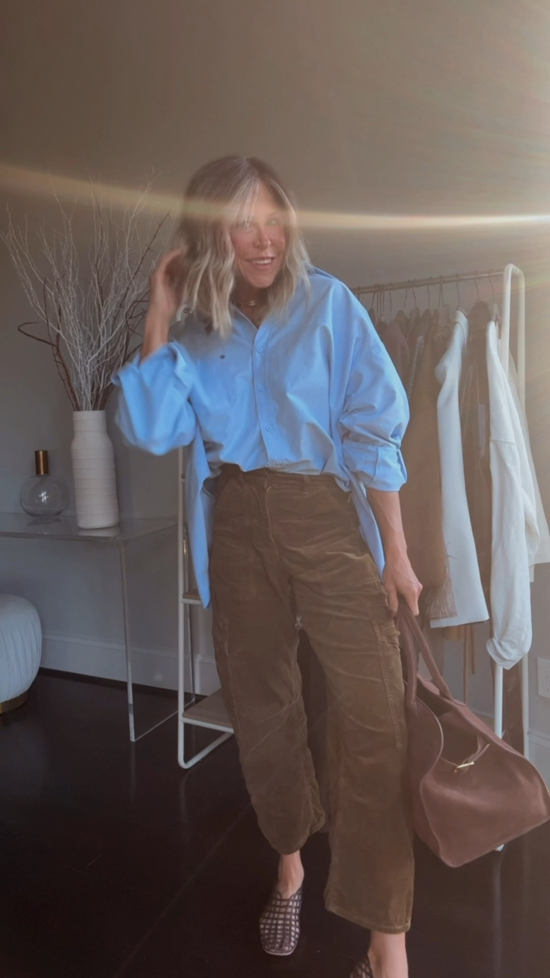 LL #IRL | sharing the outfits I wear each day in real life | try pairing this blue button down top with chocolate brown corduroy barrel jeans. Pair with brown suede bag, and you are all set! 

#LTKStyleTip #LTKSeasonal #LTKOver40