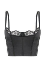 Lake Lace Cami Crop Top - Black | MESHKI US