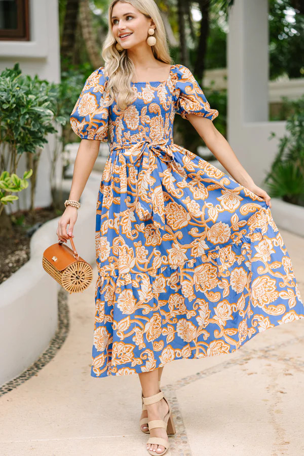 Feeling Bold Blue Floral Maxi Dress | The Mint Julep Boutique