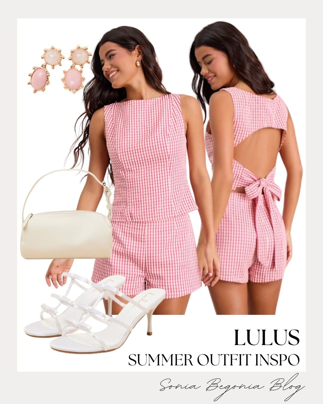 🌸 The prettiest pink gingham set for summer.
I am absolutely obsessed with this matching top and shorts set from Lulus, featuring the cutest open back with a bow statement. Styled with white multi-strap bow heels, a minimalist cream bag, and statement drop earrings for the ultimate sunny day look. 💕

#lulus #lovelulus #summeroutfit #gingham #matchingset #summerstyle #brunchoutfit #cuteandcasual #sandals #ltktravel #ltkunder100 #ltkstyletip

#LTKootd #LTKSeasonal #LTKTravel