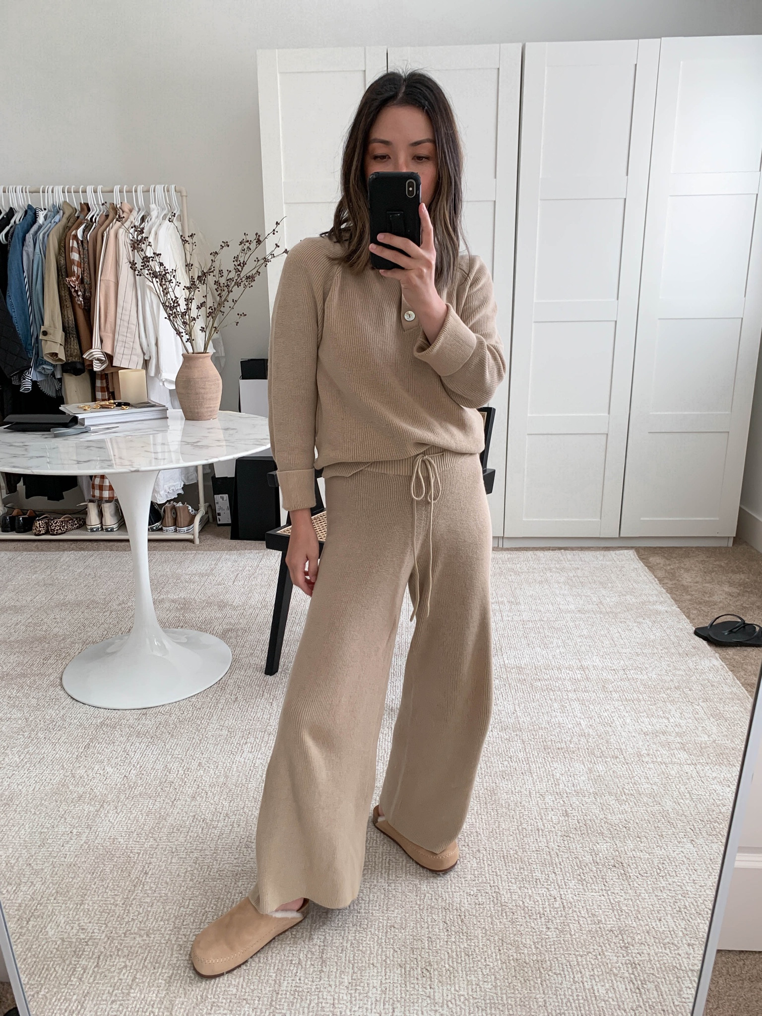 Rails ribbed top and bottoms. This color is from last year, but linked the new color. Wearing the xs in both top and bottom. Petite-friendly and so comfortable  