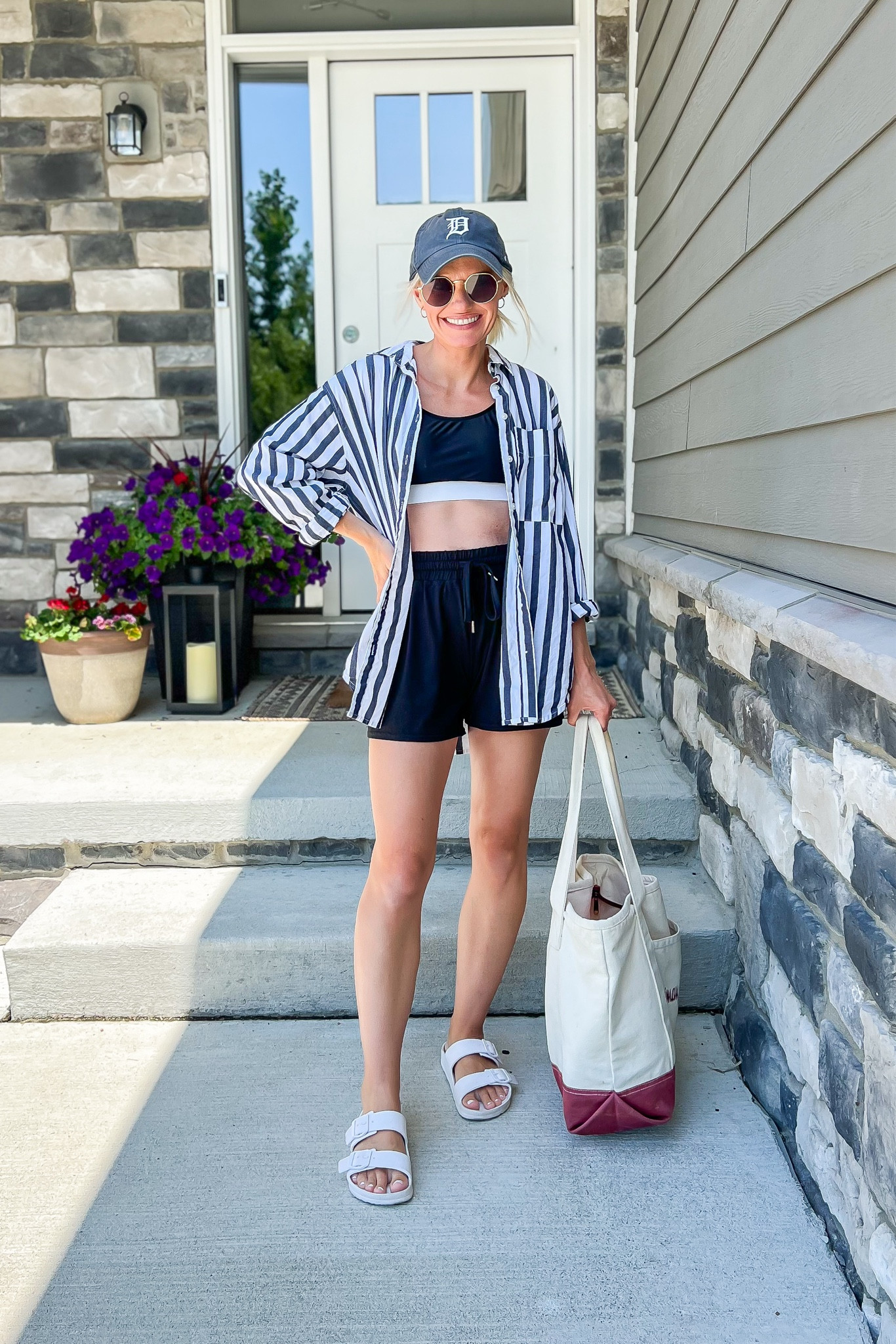 What I wore to the pool! 
Bathing suit- small
Shorts- xs
Shirt- linked similar 

#LTKSwim #LTKStyleTip #LTKFindsUnder50