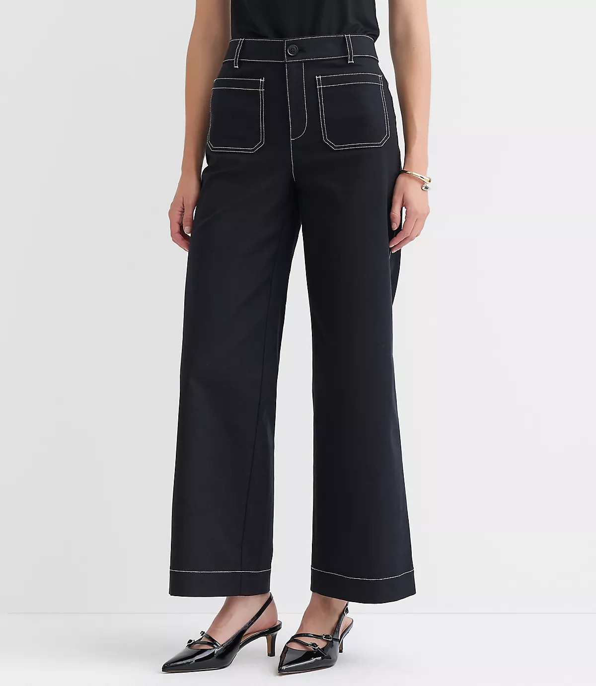 Palmer Wide Leg Pants in Pique | LOFT