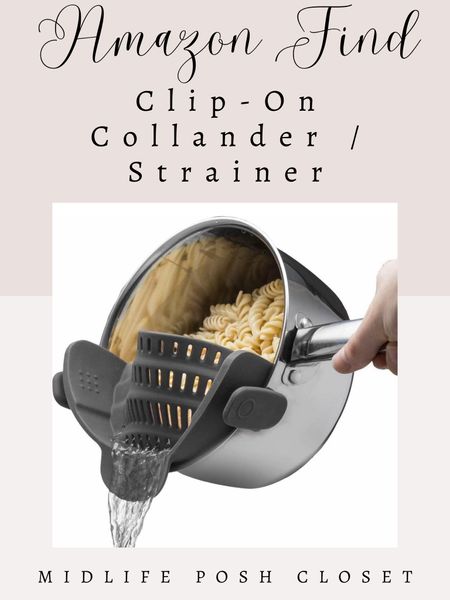 AMAZON FIND! Clip on colander strainer: this clip on colander/strainer goes right onto your boiling pot. No need to wash an additional dish!

#LTKhome #LTKfindsunder50