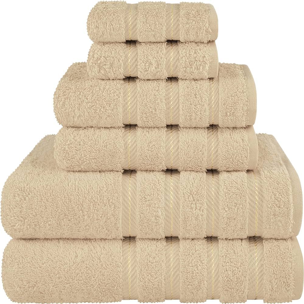American Soft Linen Luxury 6 Piece Towel Set, 2 Bath Towels 2 Hand Towels 2 Washcloths, 100% Turk... | Amazon (US)