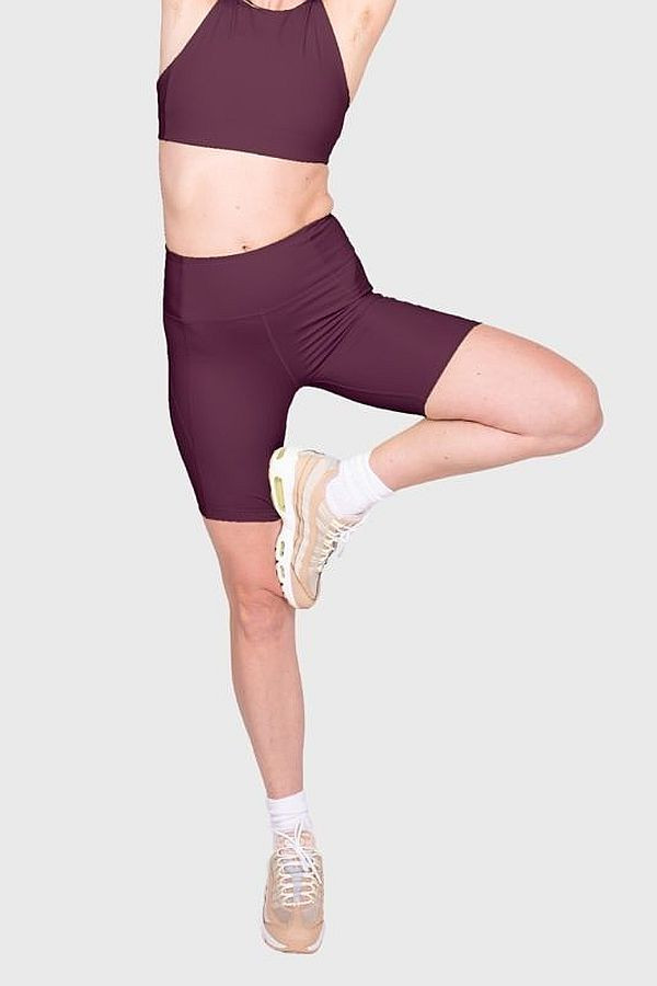 Girlfriend Collective | Plum High Rise Bike Short | The Lobby
