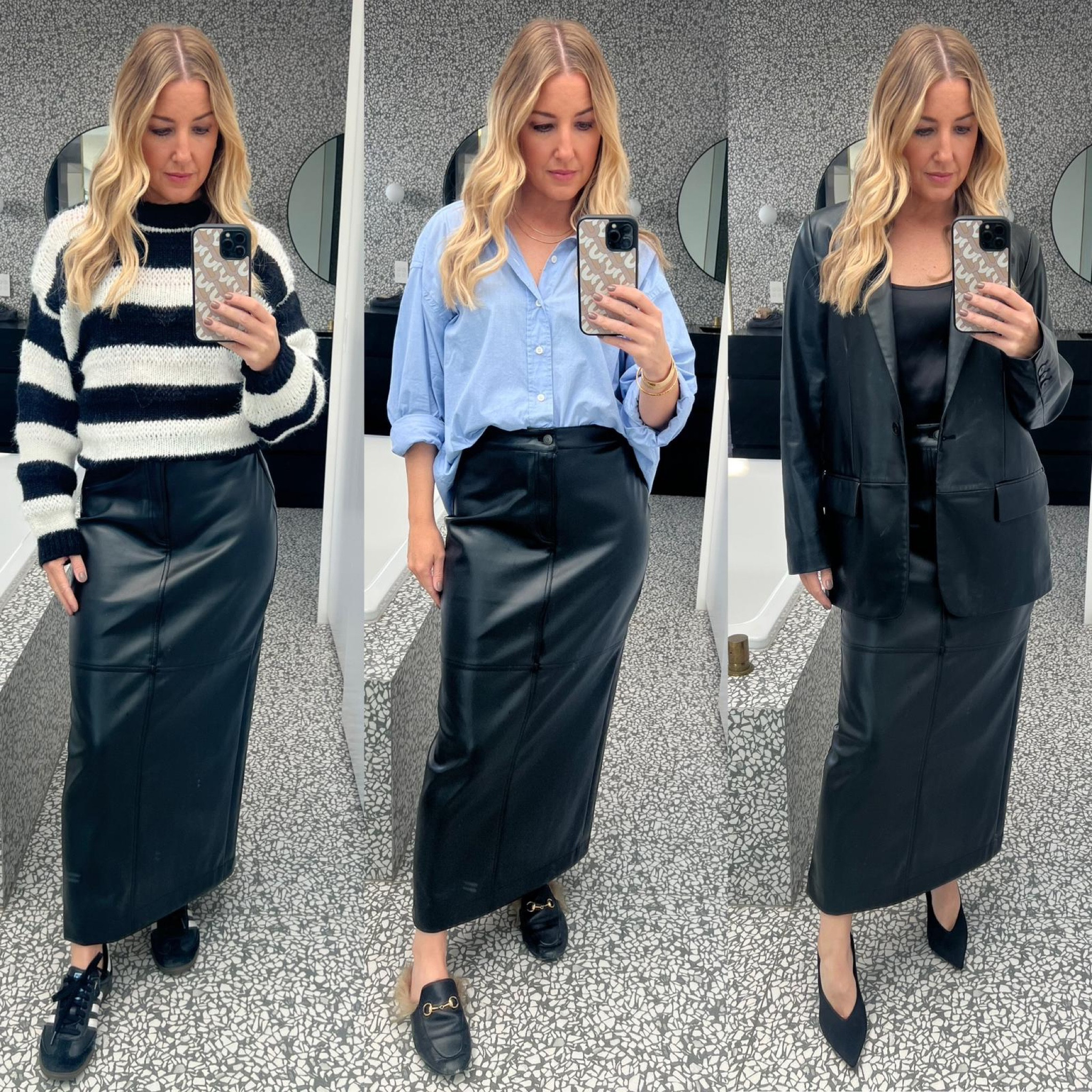 Pleather skirt 3 ways for the winter win! ✨

Wearing size 8 

#LTKstyletip #LTKaustralia #LTKwinter