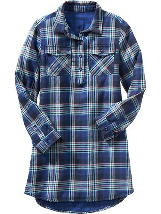Old Navy Girls Plaid Flannel Shirt Dresses Size L Plus - Blue plaid | Old Navy US