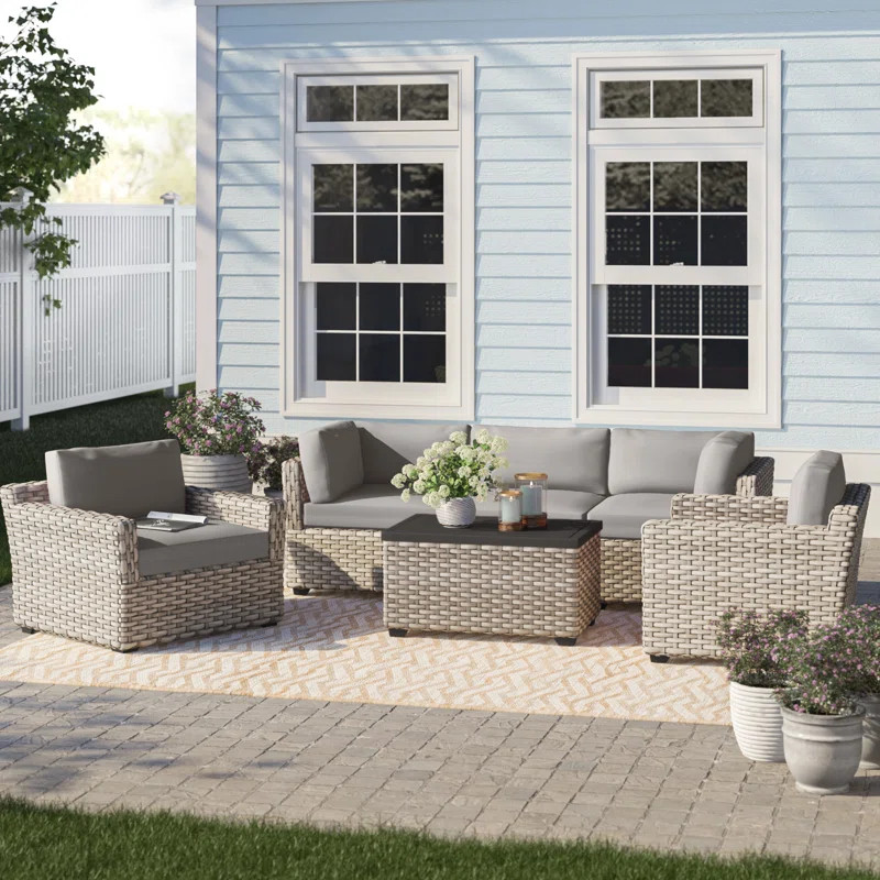 Rochford 6 Piece Rattan Sofa Seating Group with Cushions | Wayfair North America