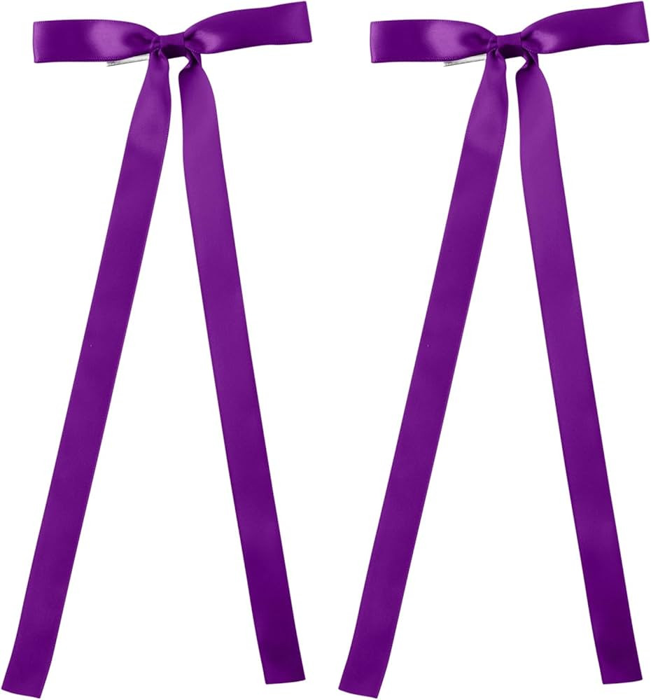 2PCS Silky Satin Hair Bows Hair Clip Ribbon Accessories Ponytail Holder Hair Bow for Women Girls ... | Amazon (US)
