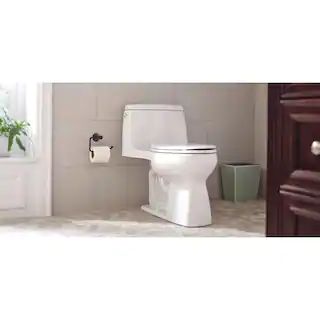 Santa Rosa Comfort Height 1-Piece 1.28 GPF Compact Single Flush Elongated Toilet in White, Seat I... | The Home Depot