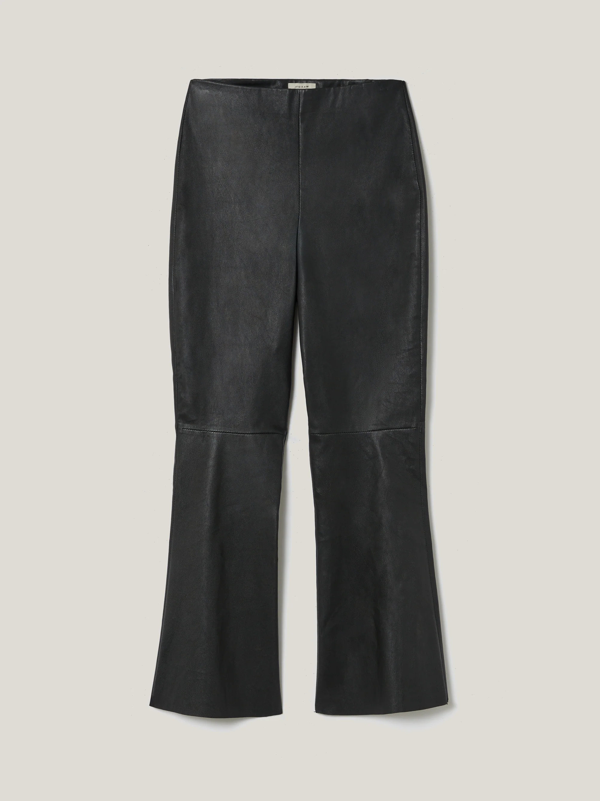Stretch Leather Kick Flare Trousers | Black | Jigsaw (UK)