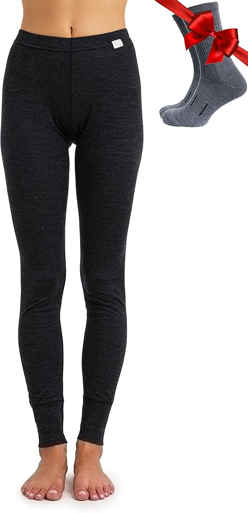 Merino Wool Base Layer Women Pants 100% Merino Wool Leggings Lightweight, Midweight Thermal Under... | Amazon (US)