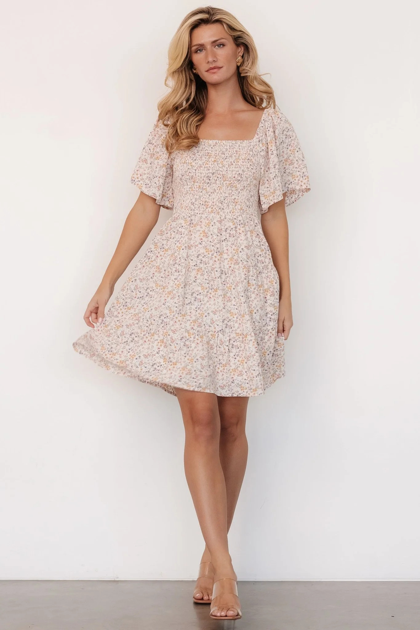 Idera Short Dress | Cream Floral | Baltic Born