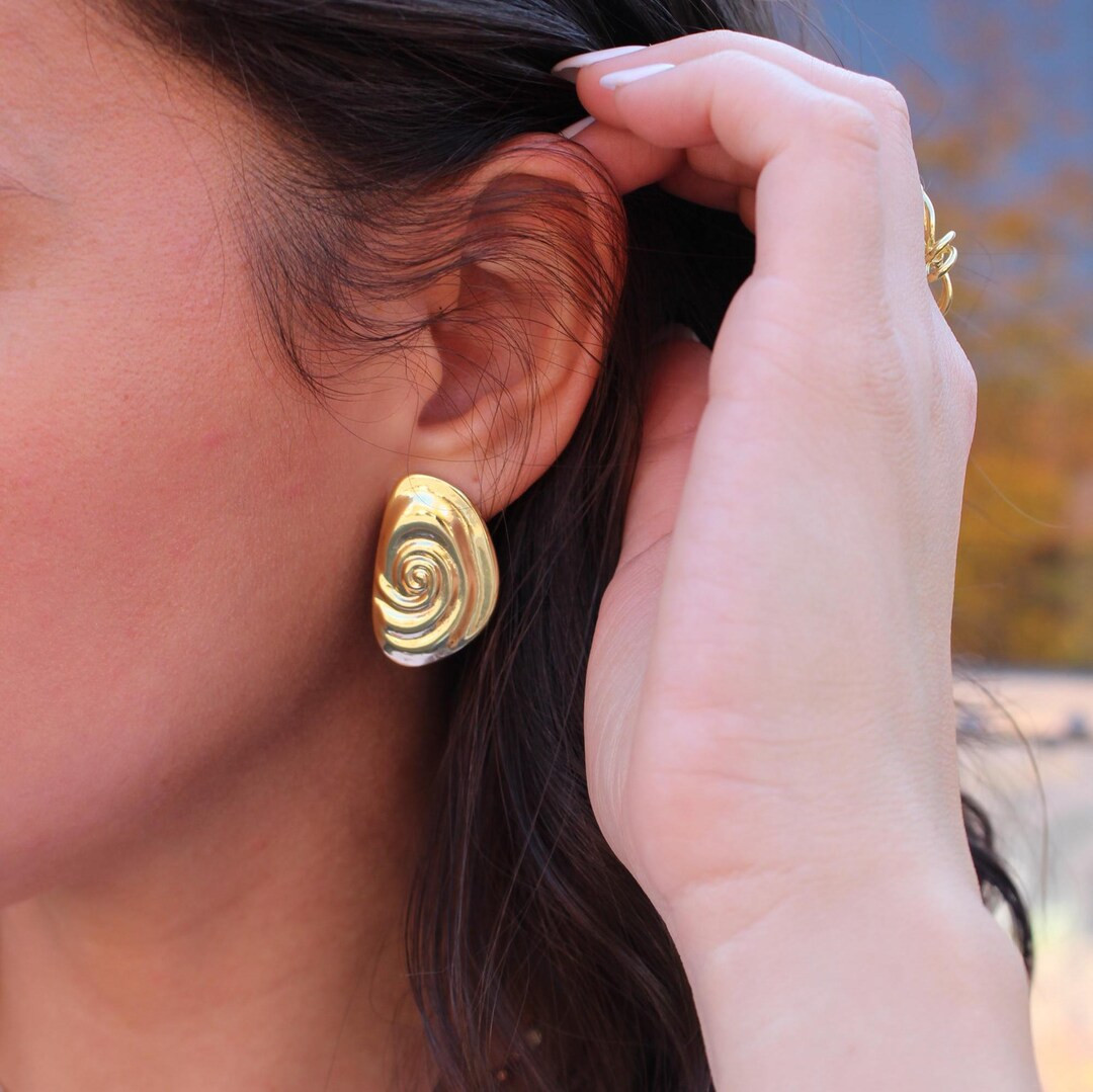 14K Gold Filled Wave Earrings: Abstract Shell Design | Etsy (US)