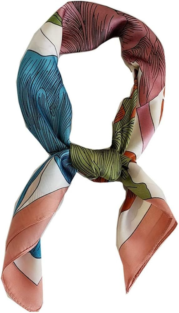 FONYVE Silk Feeling Scarf Medium Square Satin Head Scarf for Women 27.5 × 27.5 inches | Amazon (US)